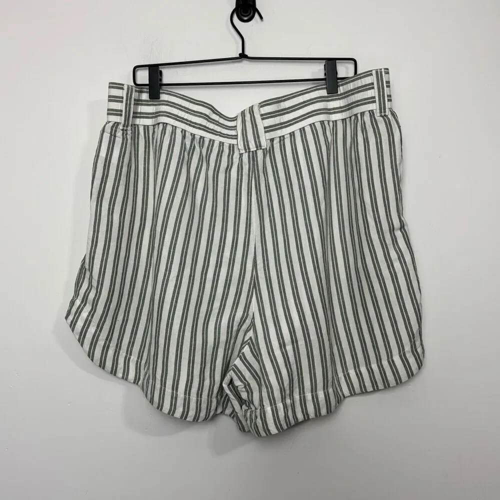 Madewell Linen-Blend Curved-Hem Shorts in Stripe 2X